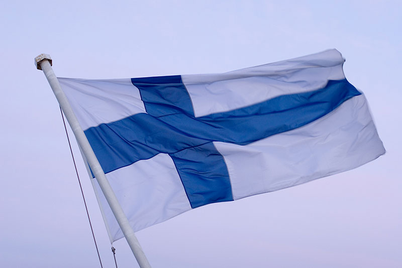 A Finland flag in the wind